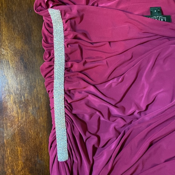 Lauren by Ralph Lauren Evening One Shoulder Dress - Magenta Size 8 - Picture 10 of 13